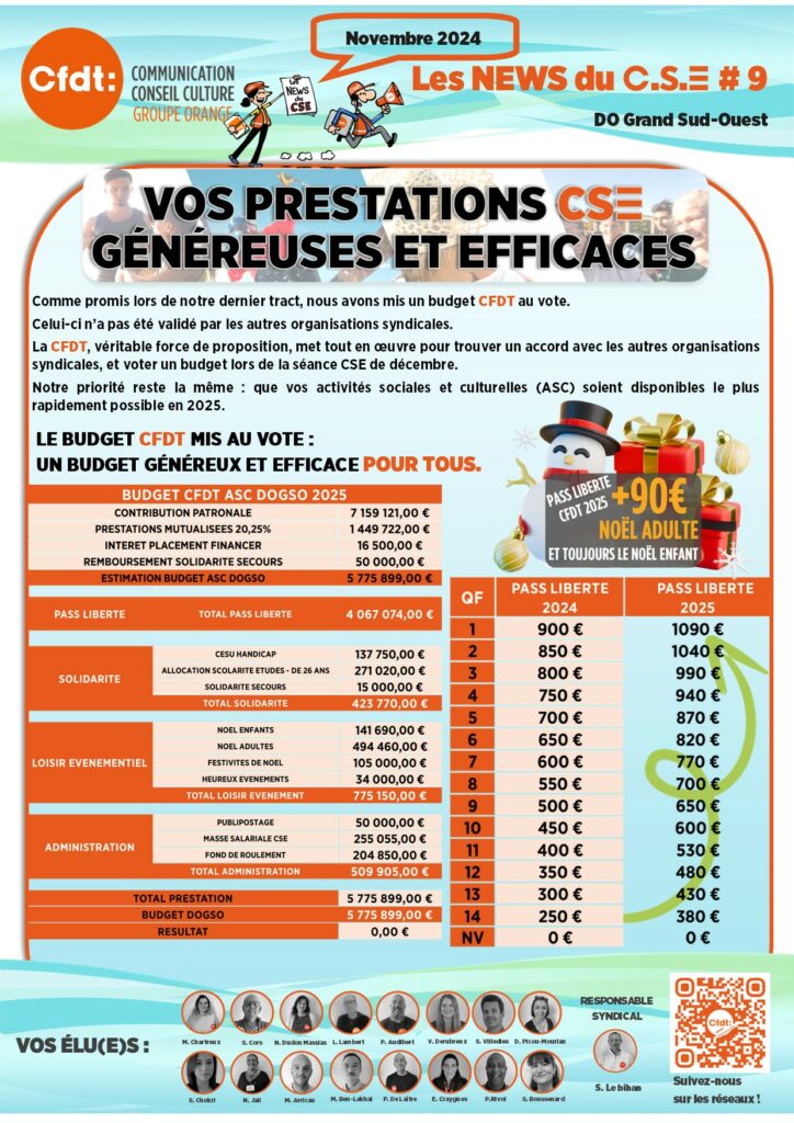 Les news du cse 9
vos prestations cse généreuses et efficaces