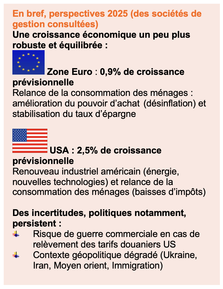 En bref, perspectives 2025 (des sociétés de gestion consultées)  