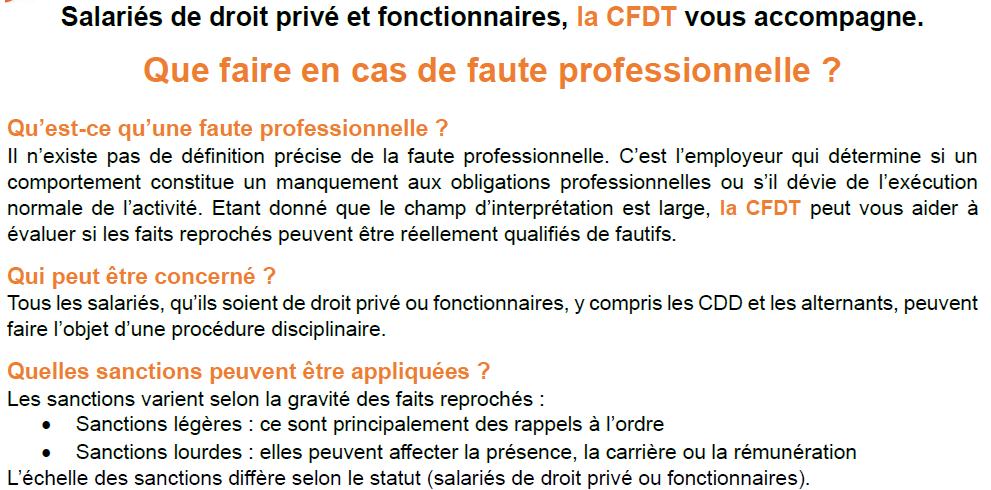 Flash INFO / Fonctions Corporate mesures disciplinaires